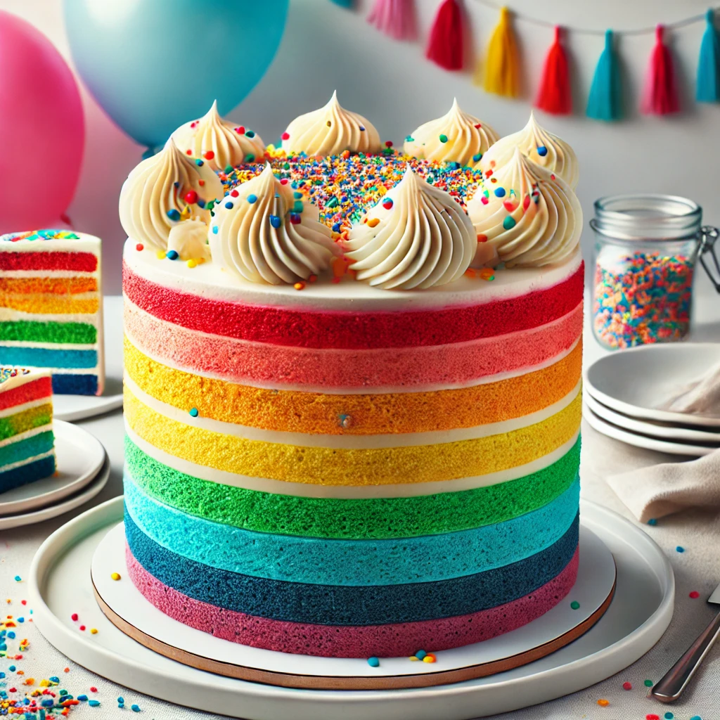 Image of recipe: Rainbow Whipped Cream Cloud Cake: A TikTok Sensation!